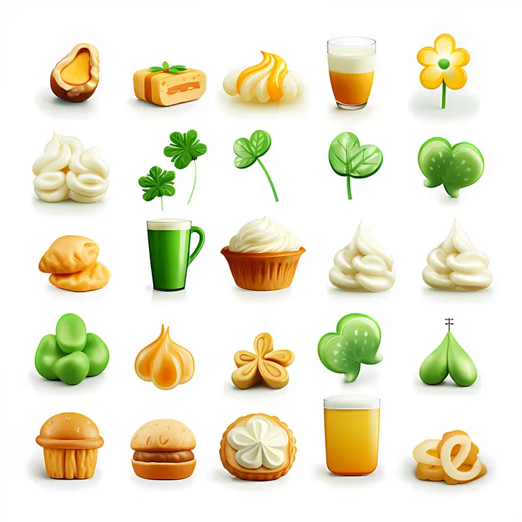 St. Patrick's Day Icons with Shamrock and Beer