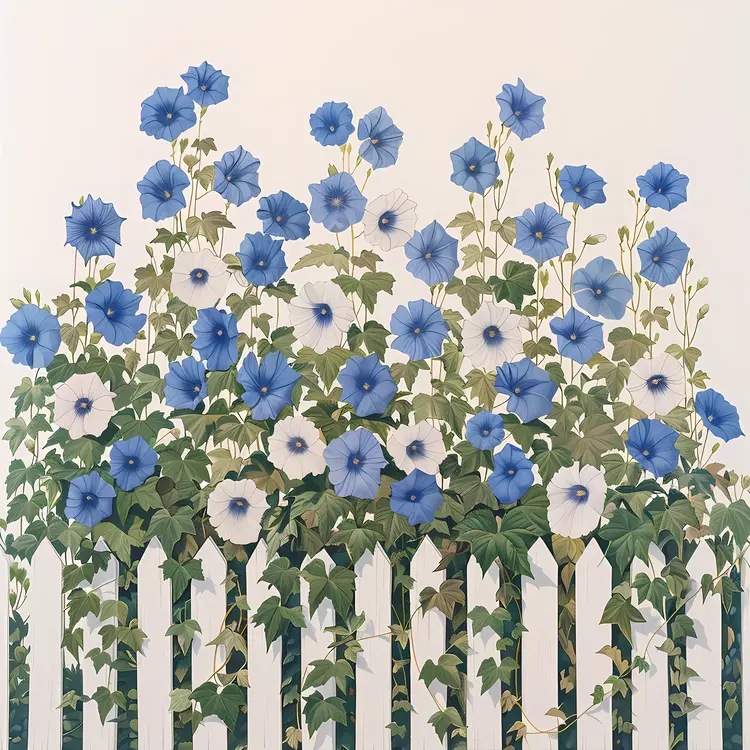 Morning Glories by the Fence