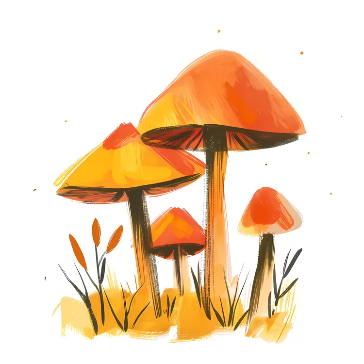 Cluster of Orange Mushrooms