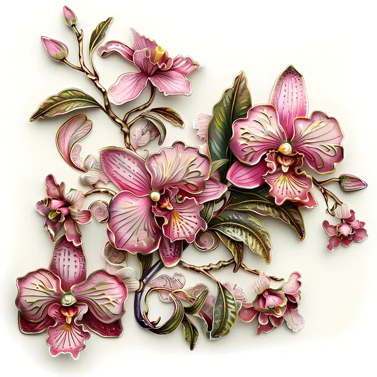 Pink Orchids Floral Art