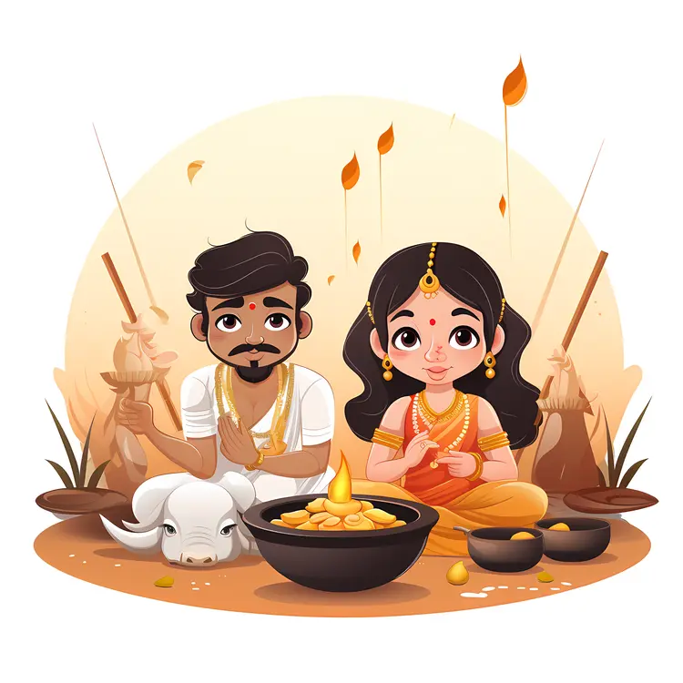 Traditional Couple Celebrating Festival