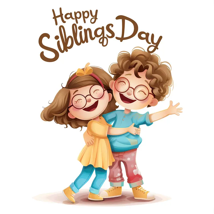 Happy Siblings Day Celebration with Two Hugging Children