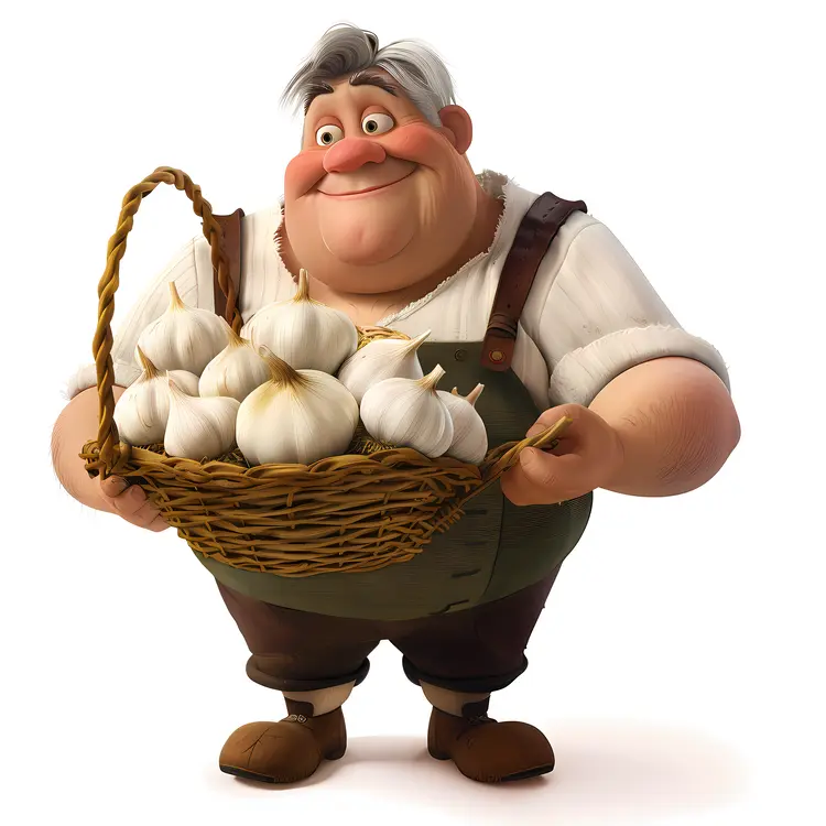 Garlic Farmer with Basket