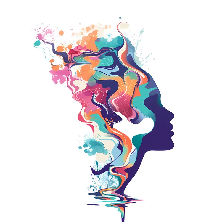 Colorful Artistic Profile Silhouette