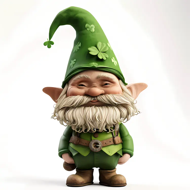 Smiling Green Gnome with Shamrock Hat