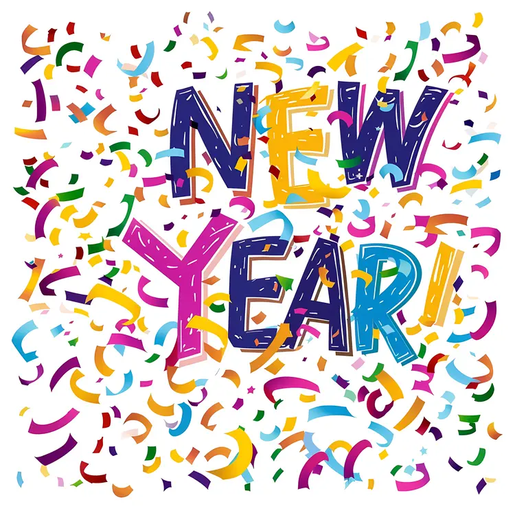 Vibrant New Year Celebration with Confetti