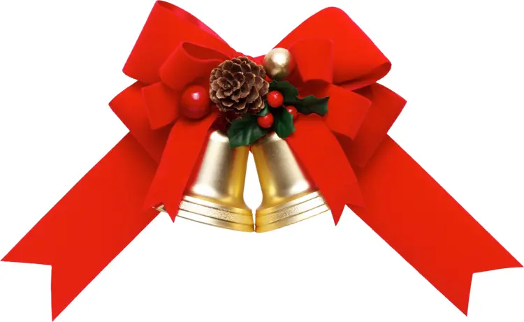 Golden Bells with Red Bow for Christmas