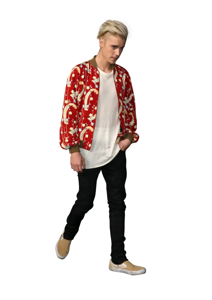 Person in Red Jacket with Casual Outfit
