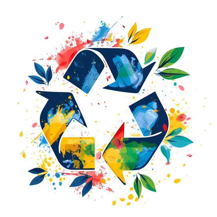 Colorful Recycle Symbol with Leaves