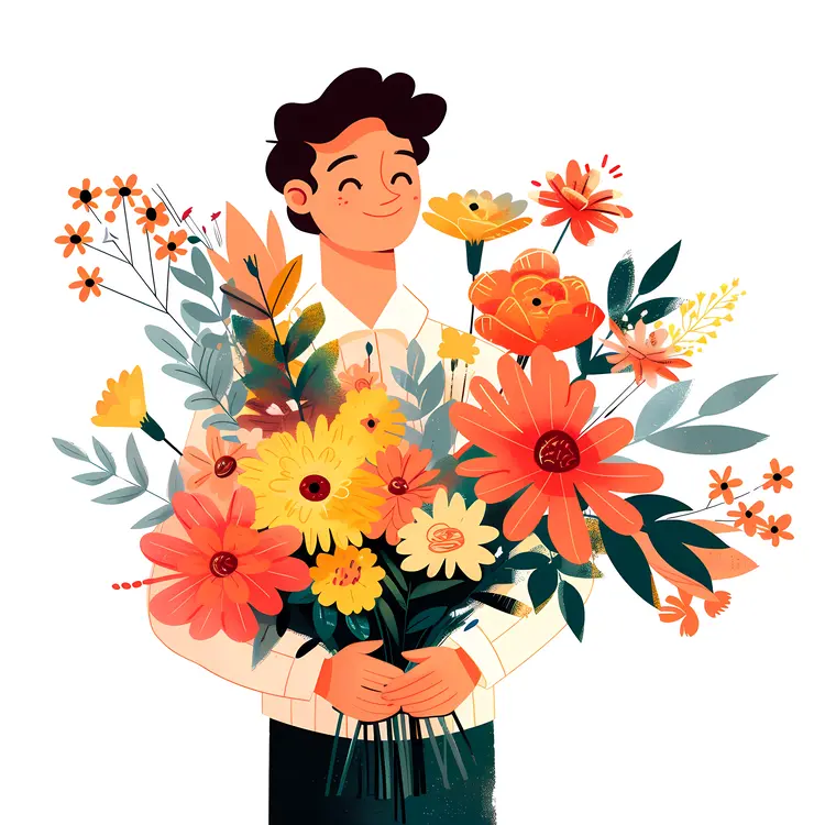 Person Holding Colorful Flower Bouquet