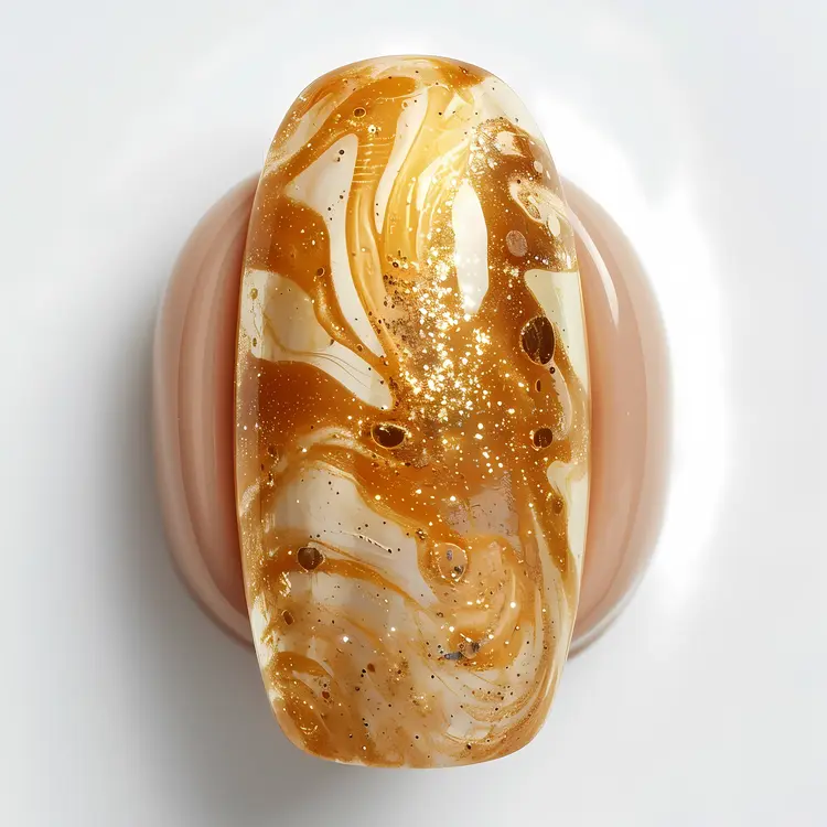 Elegant Gold and White Marble Nail Art