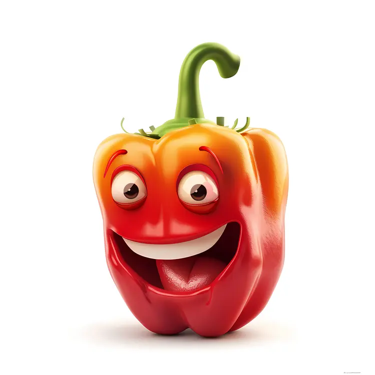 Smiling Red Bell Pepper Cartoon