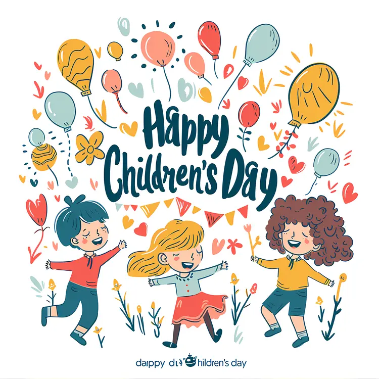 Happy Children's Day Celebration with Balloons