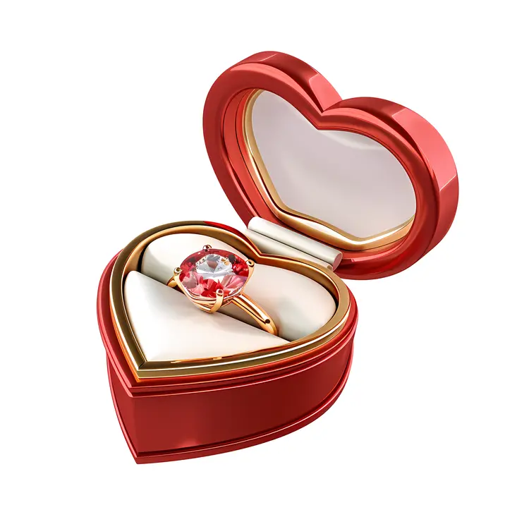 Romantic Diamond Ring in Heart-Shaped Box
