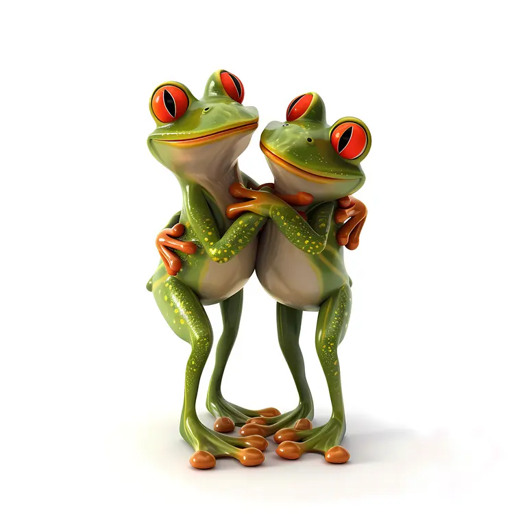 Cute Cartoon Frogs Hugging