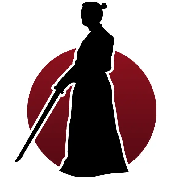 Samurai Silhouette with Red Circle