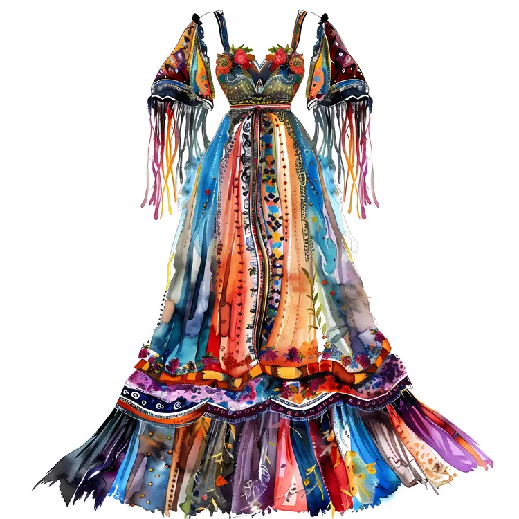 Colorful Bohemian Style Dress