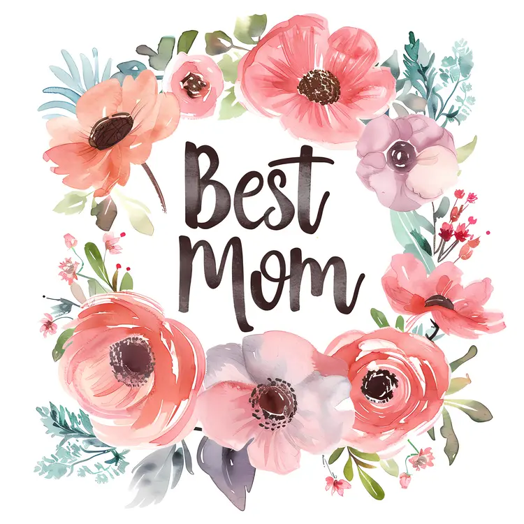 Best Mom Watercolor Flowers