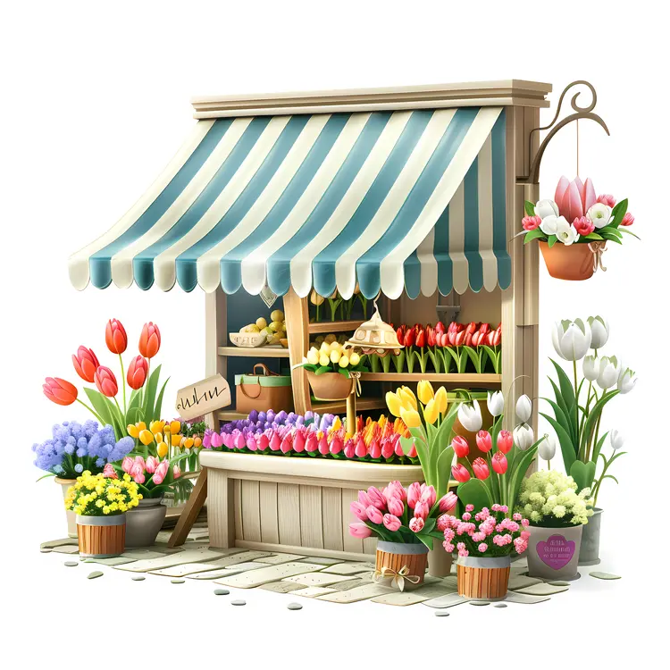 Charming Flower Stand with Colorful Tulips