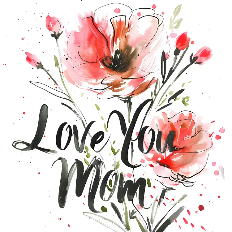 Love You Mom with Floral Design