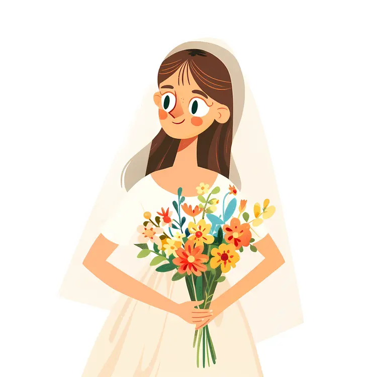 Bride Holding Colorful Bouquet