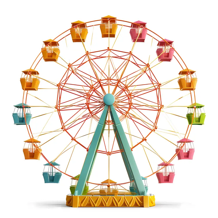 Green and Yellow Ferris Wheel at Amusement Park