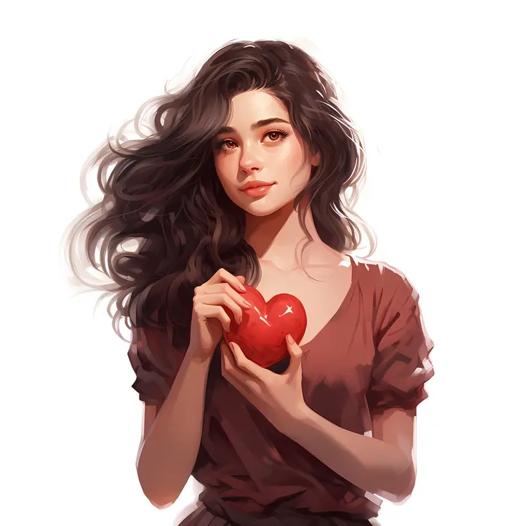 Girl Holding Red Heart