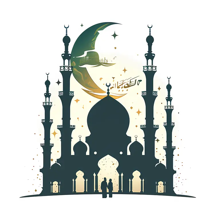 Beautiful Mosque with Crescent Moon