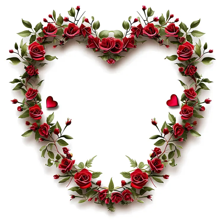 Red Roses in Heart Shape Frame