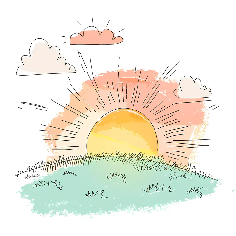 Beautiful Sunrise over the Grass