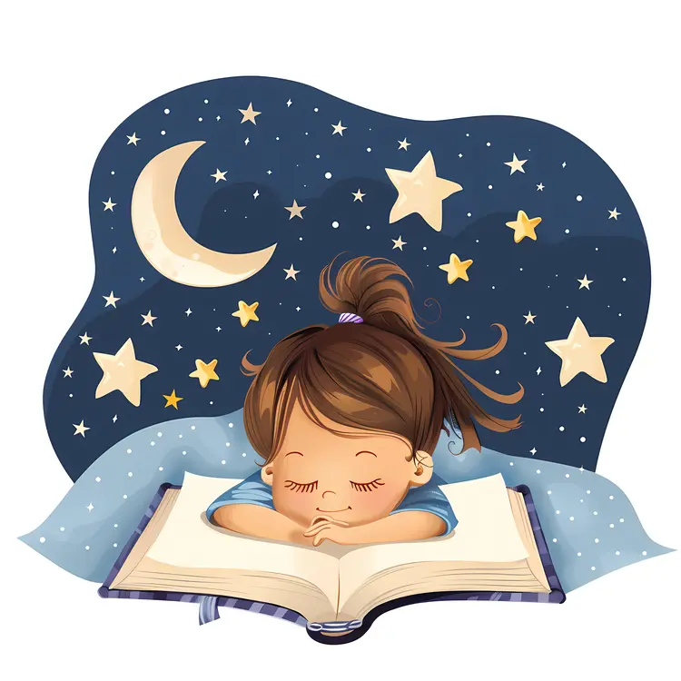 Girl Reading Under the Night Sky