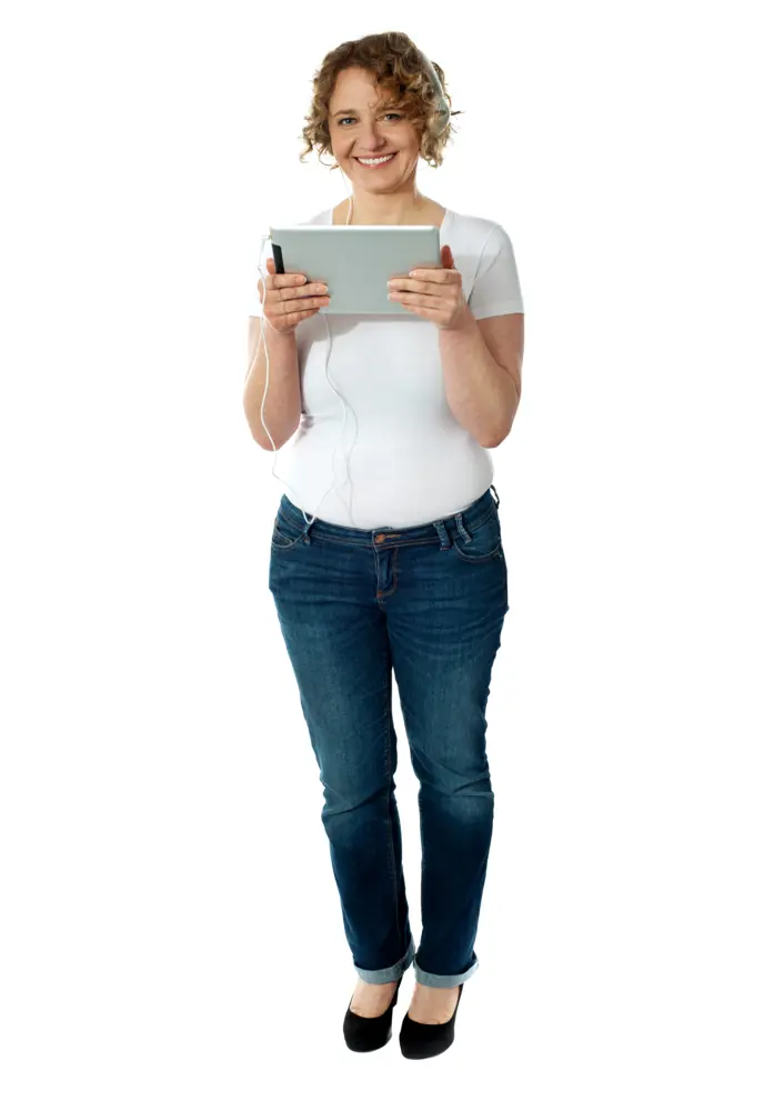 Casual Woman Using Tablet