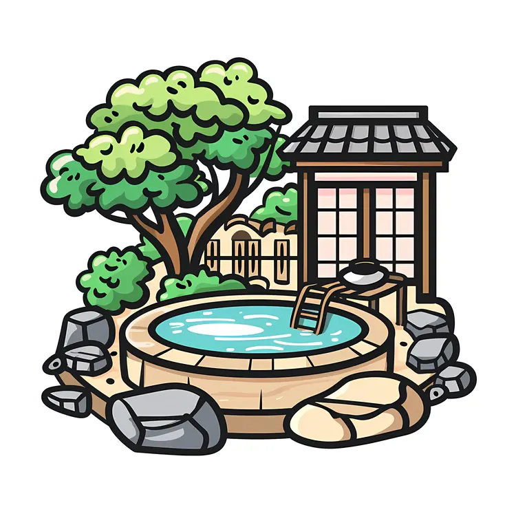 Cute Hot Spring with Tree