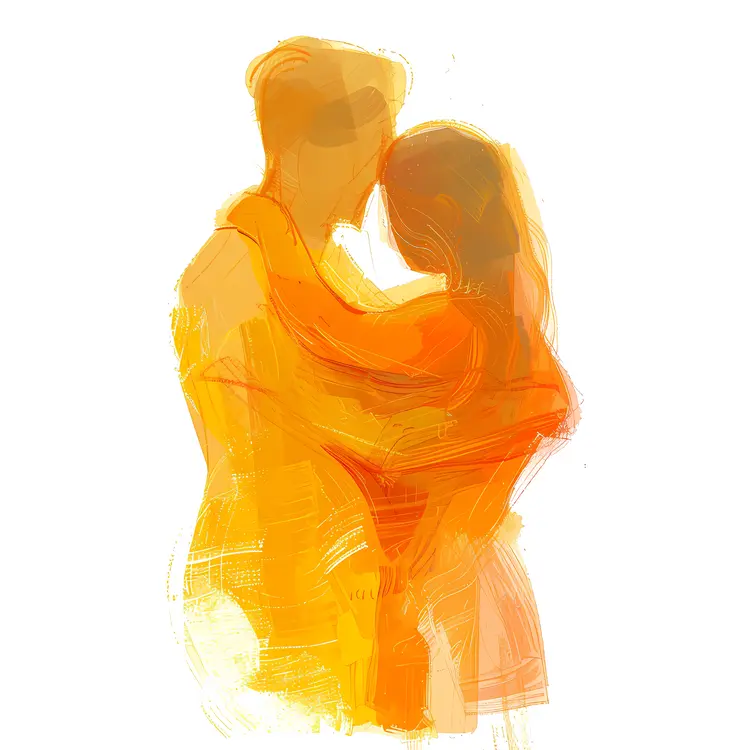 Warm Couple Hugging Illustration