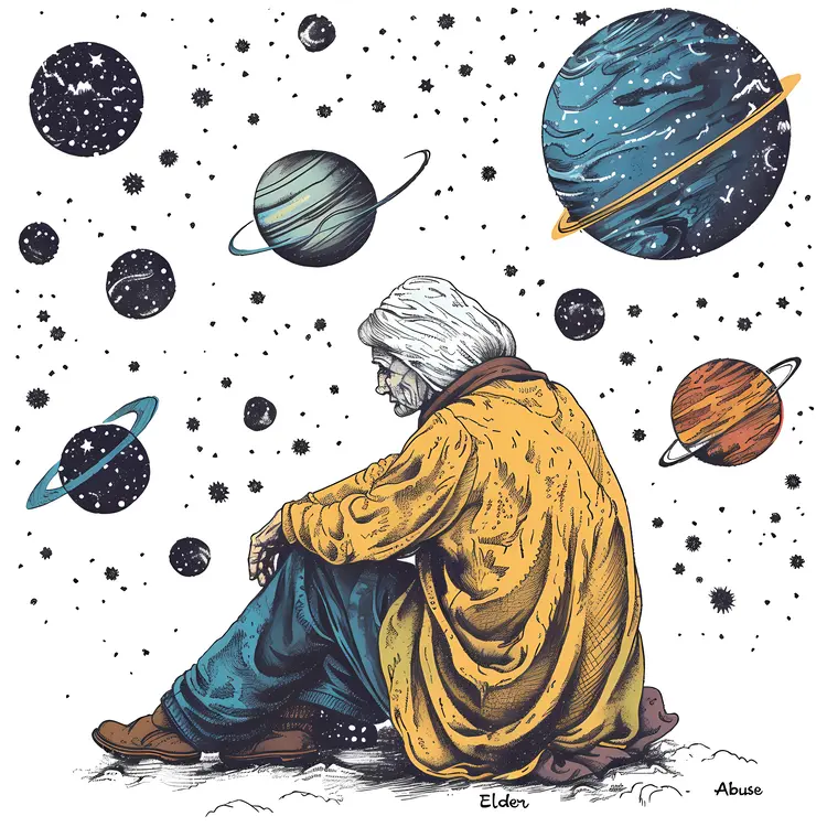 Elderly Person Sitting in Space