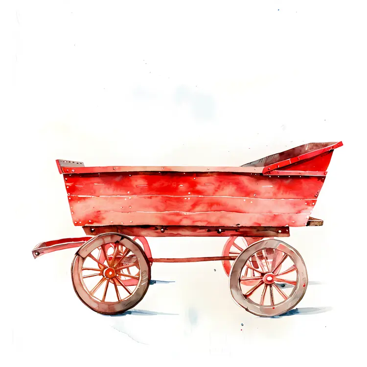Vintage Red Wooden Wagon