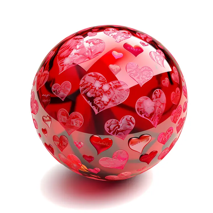 Red Globe with Pink Hearts