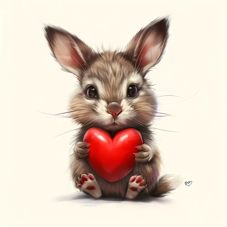Cute Bunny Holding a Heart