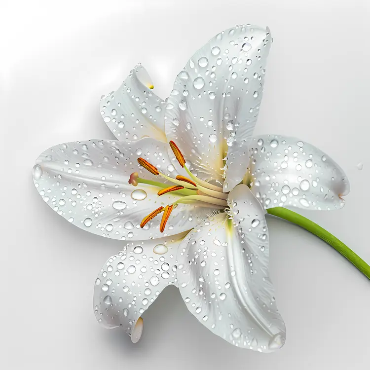 White Lily with Dew Drops