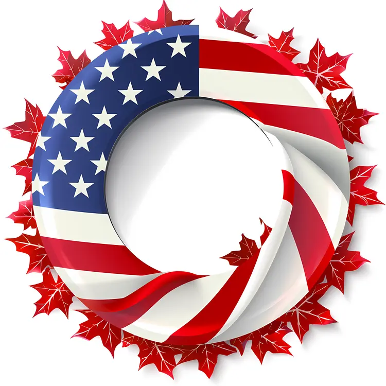 American Flag Wreath with Maple Leaves