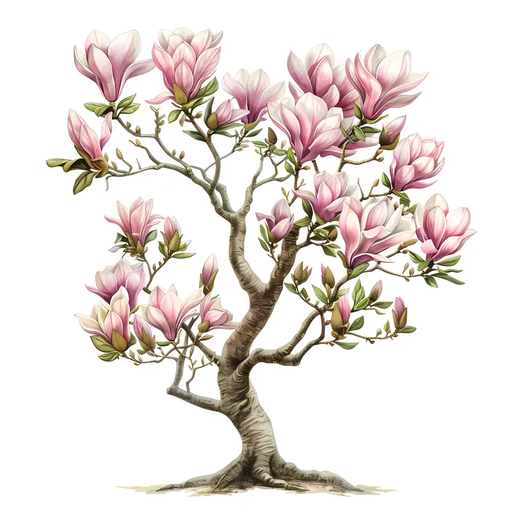 Elegant Pink Magnolia Tree in Full Bloom