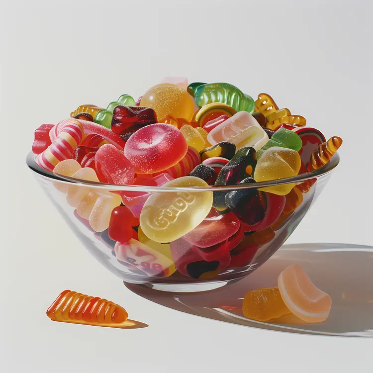 Glass Bowl Filled with Colorful Candies