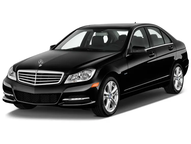 Black Mercedes Sedan on Transparent Background