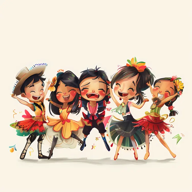 Joyful Group of Kids in Colorful Outfits