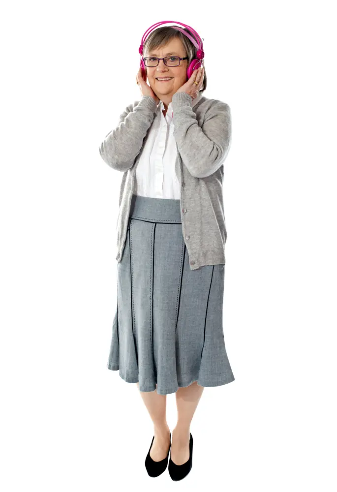 Elderly Woman Enjoying Music with Headphones