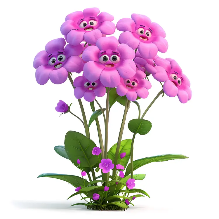 Cute Purple Flowers with Faces