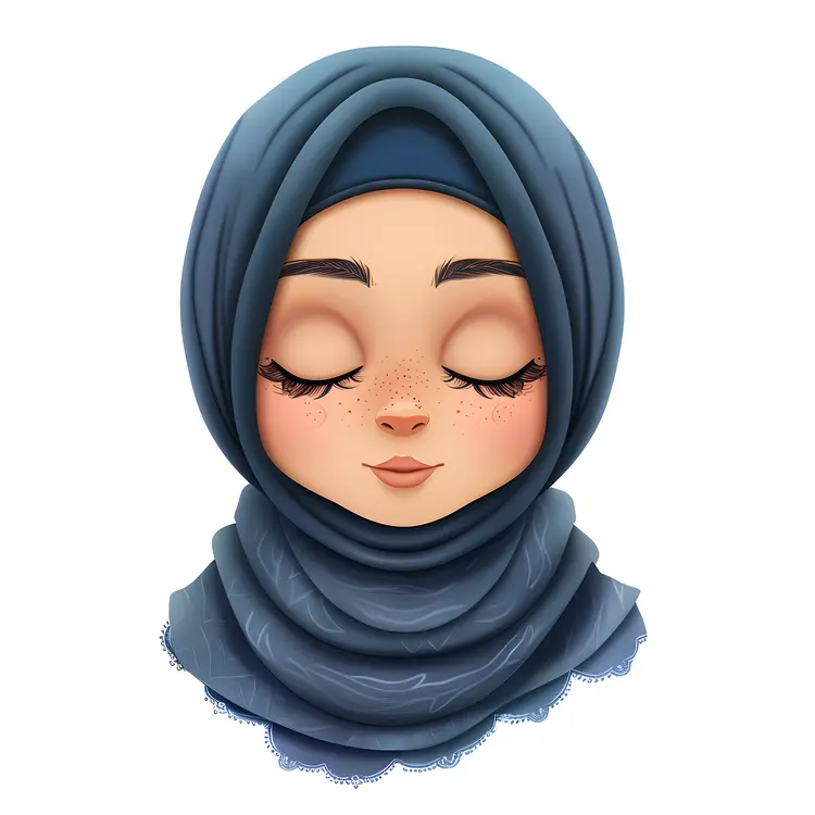 Girl in Blue Hijab Smiling