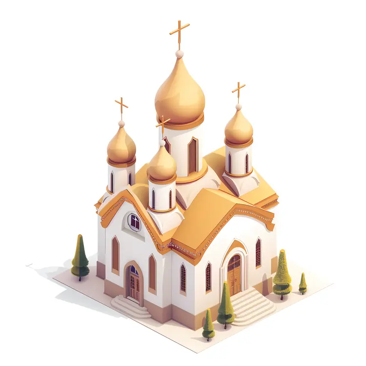 Church with Golden Domes Illustration