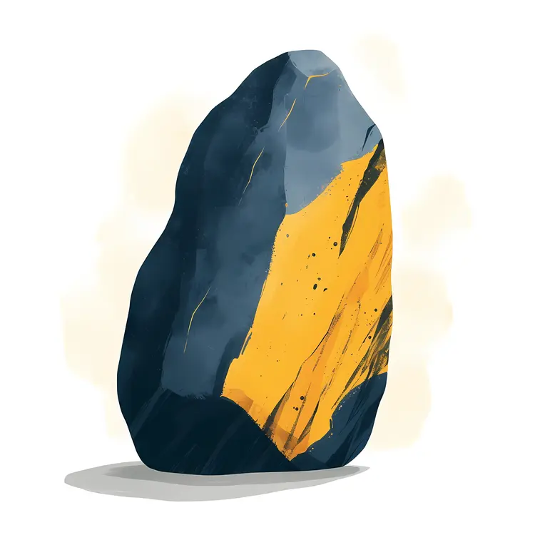 Black Rock with Yellow Patterns
