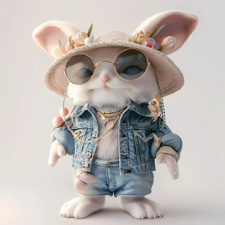 Cute Bunny in Summer Outfit